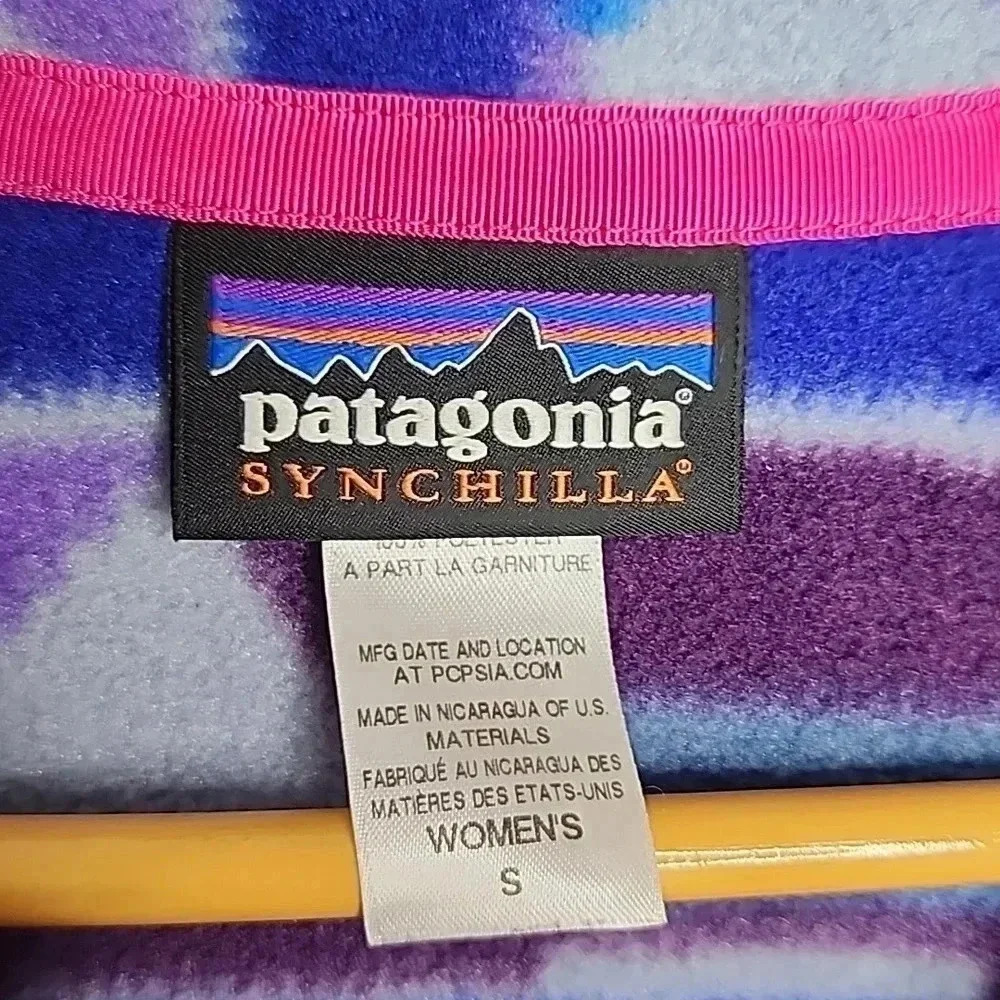 Patagonia Synchilla Guatemalan Tango Blue Purple Aztec Snap-T Pullover Small - Picture 3 of 9